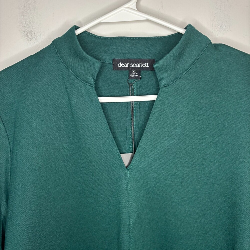 DEAR SCARLETT NEW Portfolio Quarter Sleeve Dress Womens XL Mock V-Neck Stretch